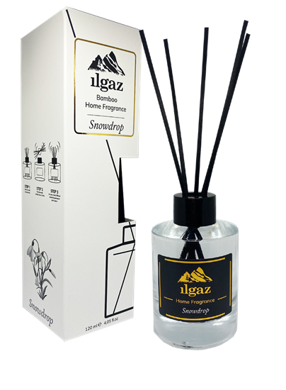 ILGAZ HOME FRAGRANCE - SNOWDROP / BAMBOO AIR FRESHENER WITH BAMBOO STICK - 120ML