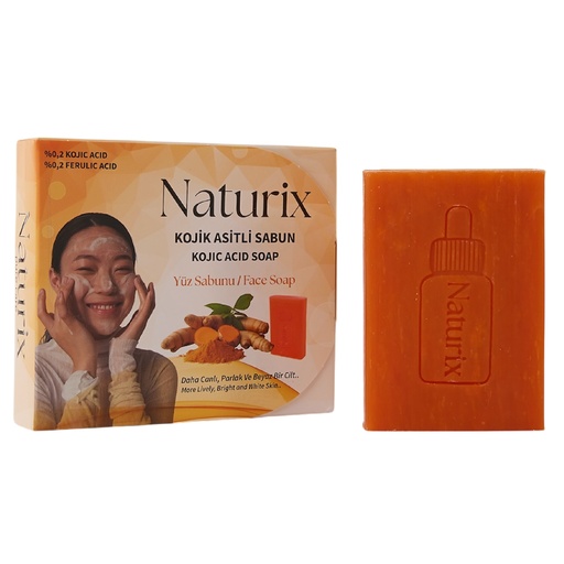 Naturix Kojic Acid Soap - Brightening Face & Body Bar with Ferulic Acid - Deep Cleansing & Skin Tone Balancing